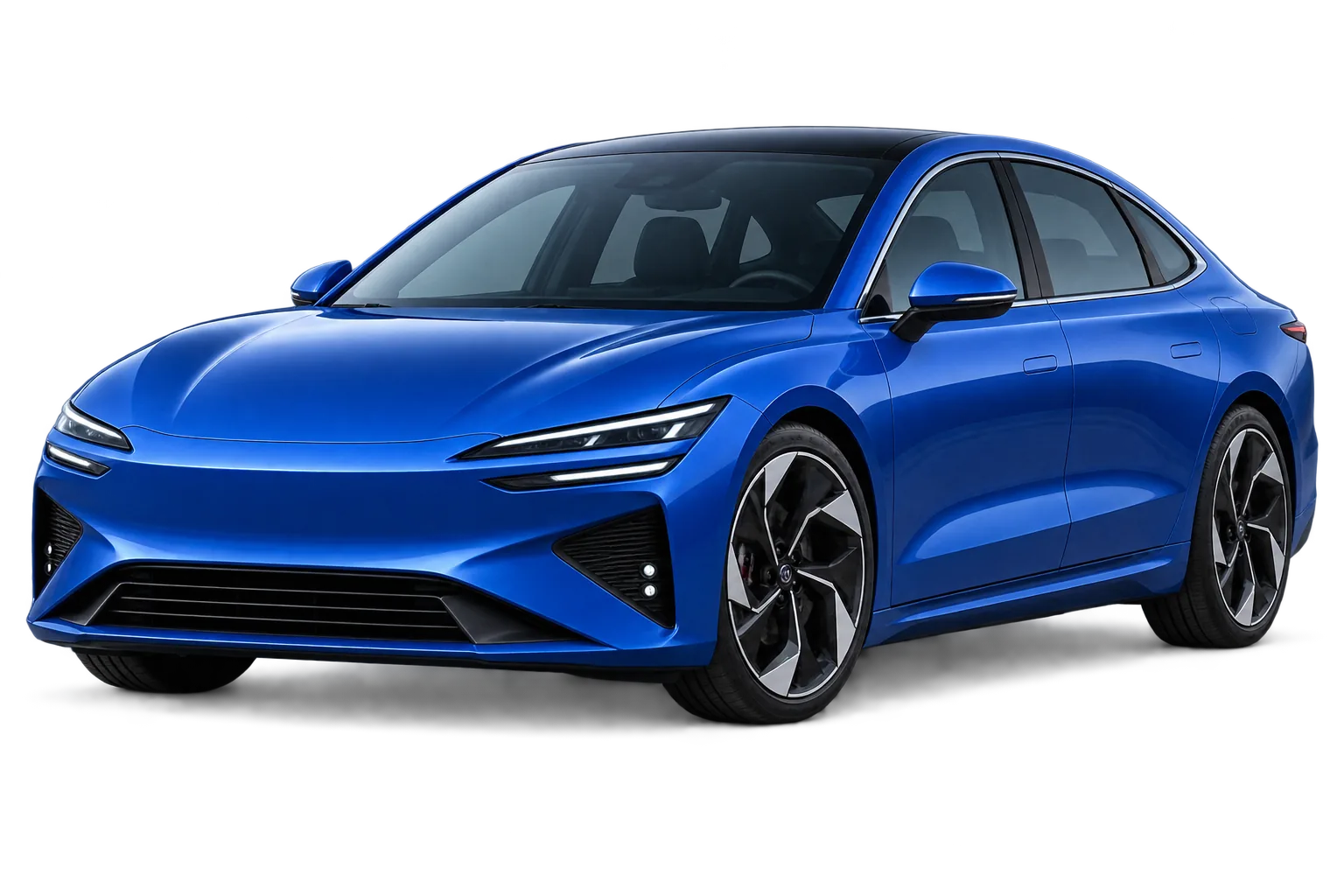 Vollständige fiktive blaue Limousine von vorn